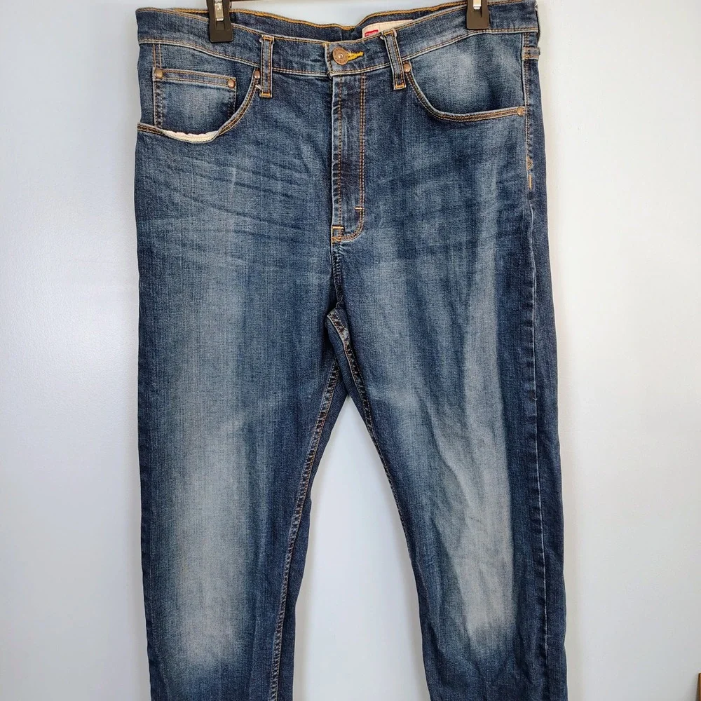 Wrangler Regular Taper Jeans Mens 34x32 Medium Wash Stretch Denim cowboy‎